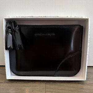 Comme des Garcons Black Glossy Zipper Medley Wallet /Clutch